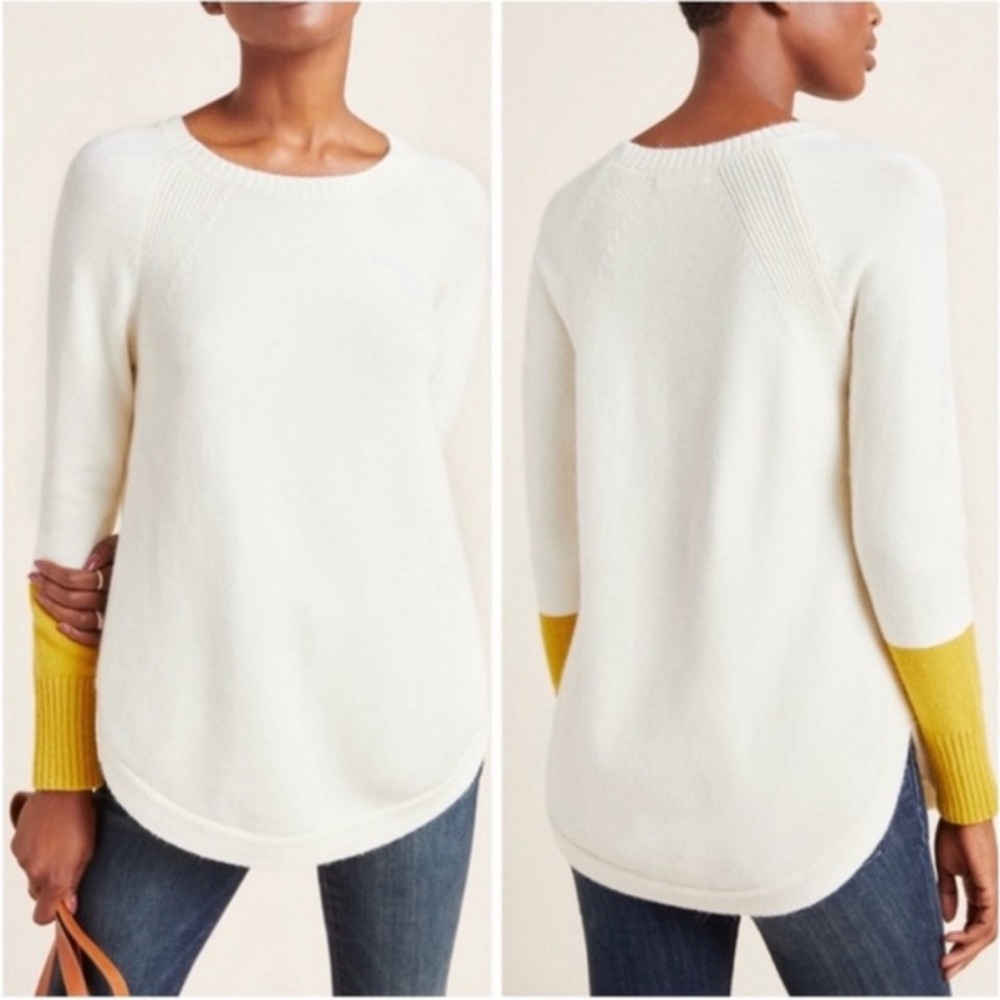 Anthropologie Rebekah Color Block Sweater Size Large Knit Tunic Pullover